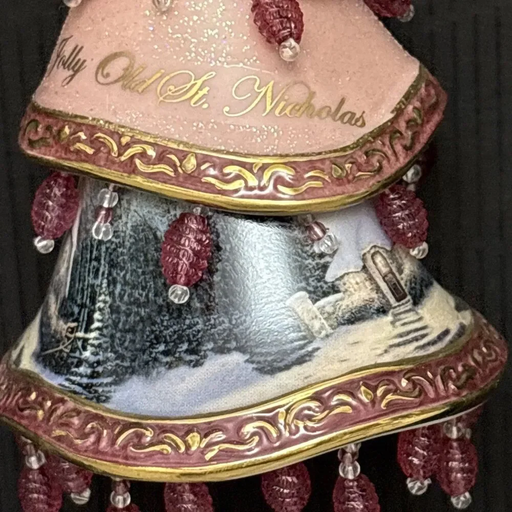 Thomas Kinkade Classic Ornaments, 2 Decorated Christmas Tree, Noel & St Nicolas